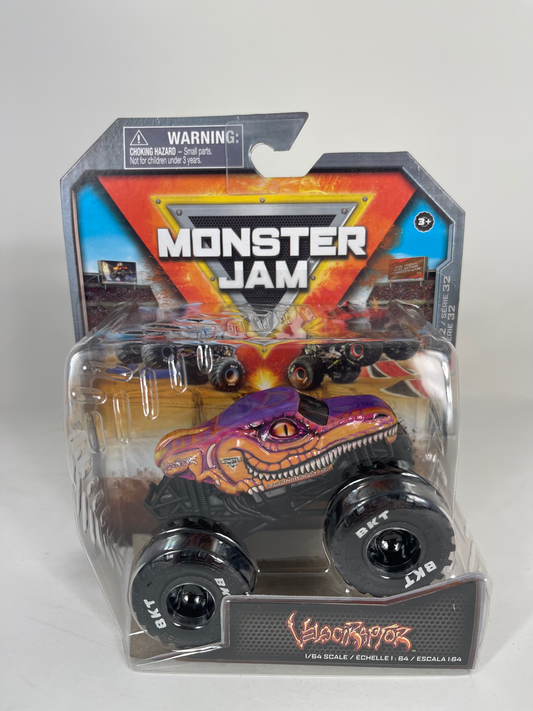 Velociraptor Orange/Purple Spin Master Monster Truck Toy 1:64