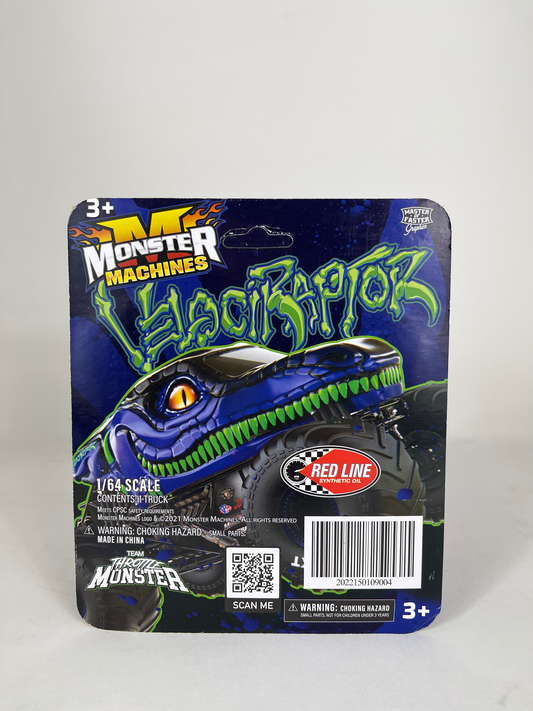 Velociraptor Blue Monster Truck Toy 1:64