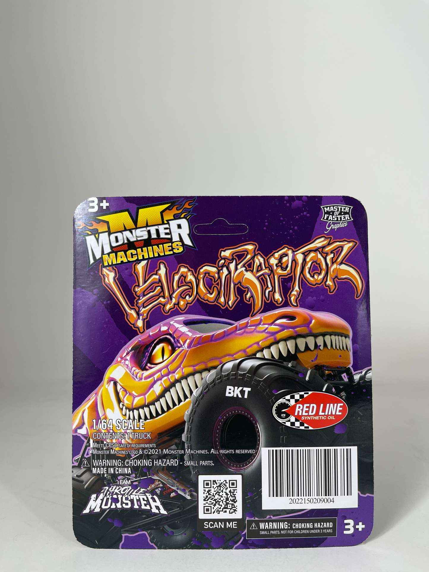 Velociraptor Orange/Purple Monster Truck Toy 1:64