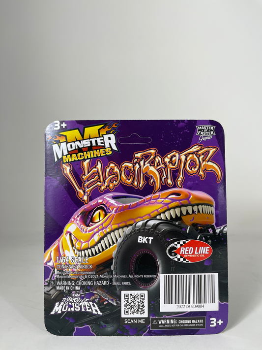 Velociraptor Orange/Purple Monster Truck Toy 1:64