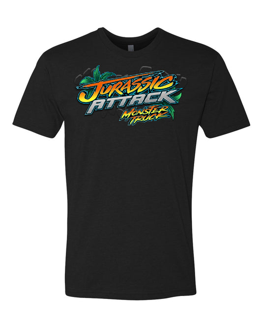 Adult jurassic attack black shirt front
