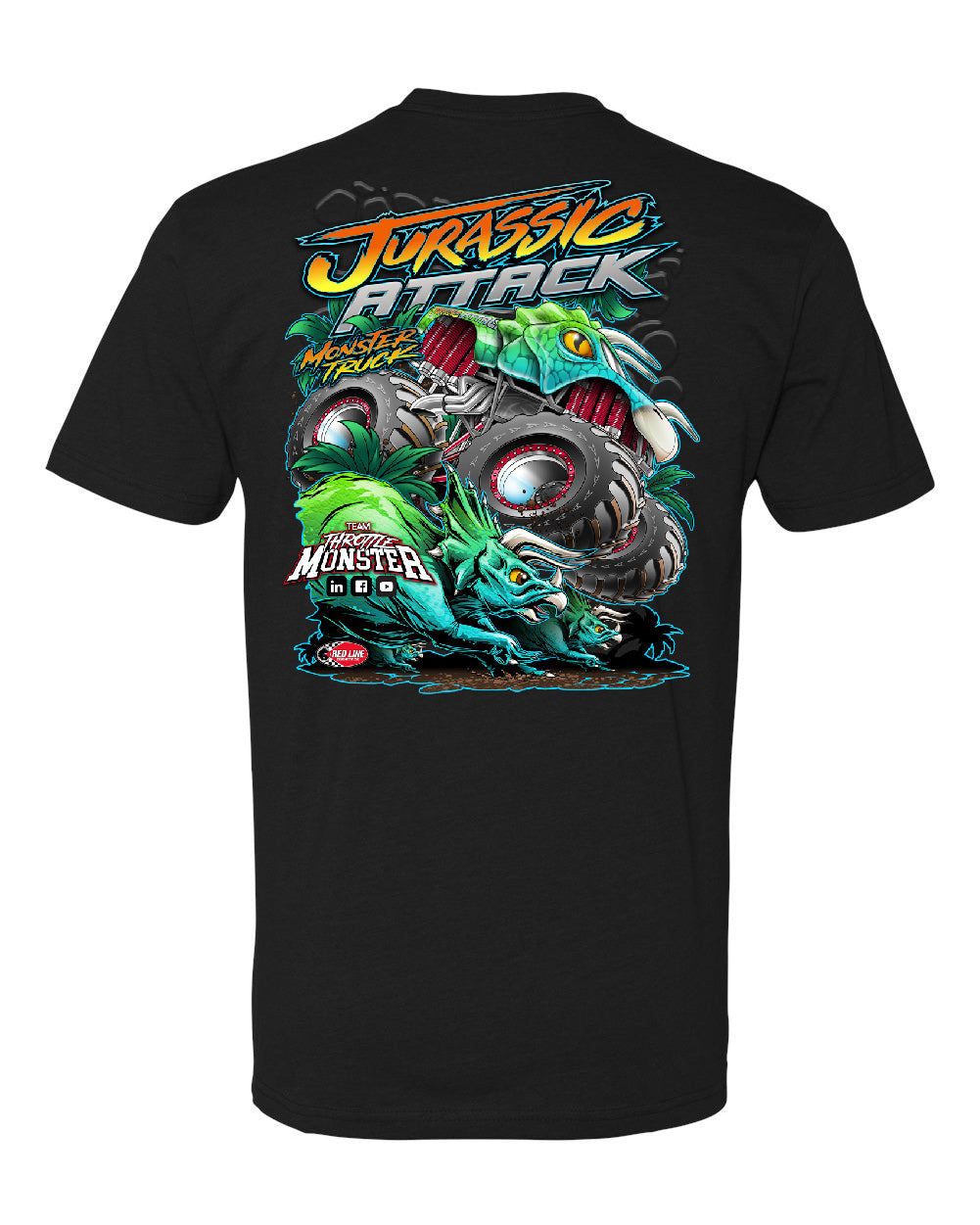 Adult jurassic attack black shirt back