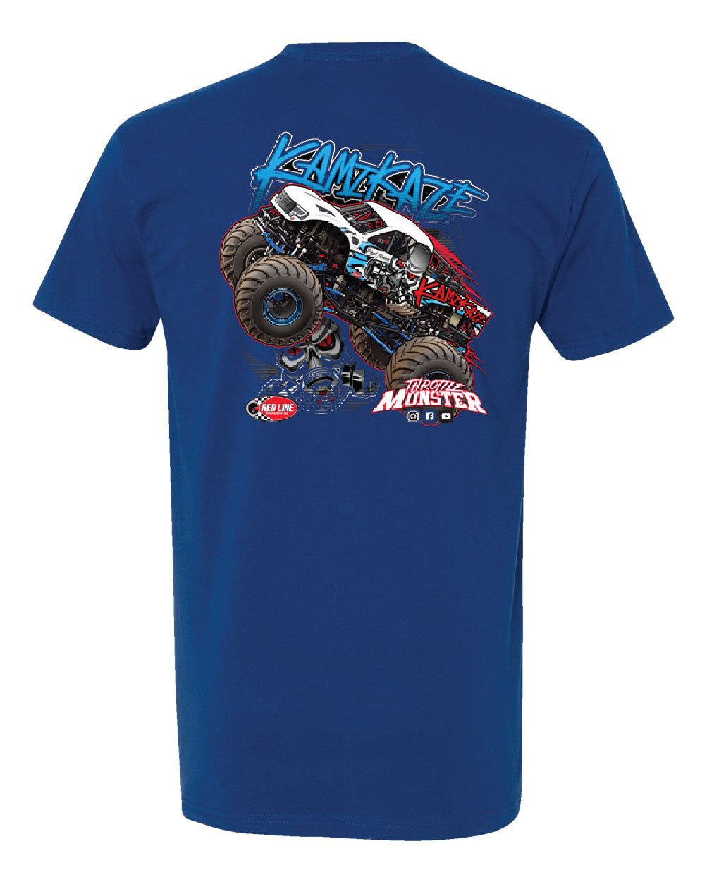 adult kamikaze blue shirt back