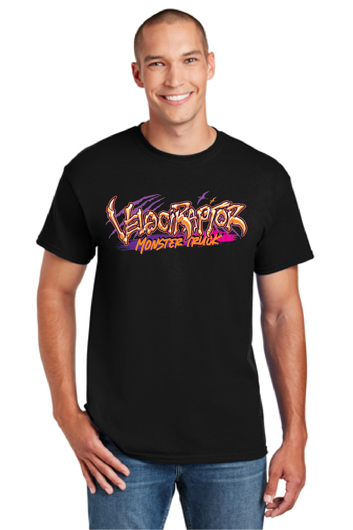 Adult Velociraptor Black Shirt Front