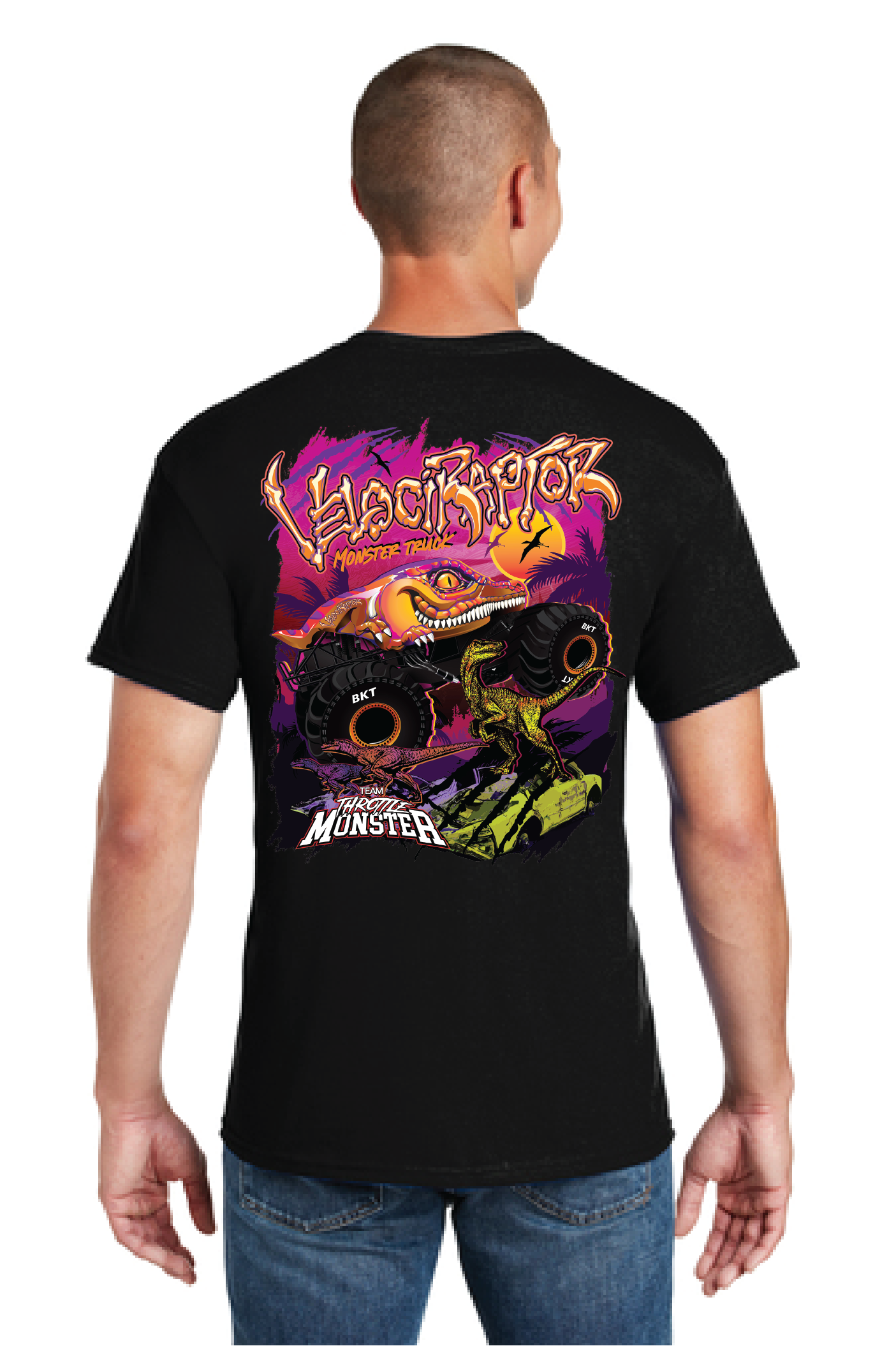 Adult Velociraptor Black Shirt Back