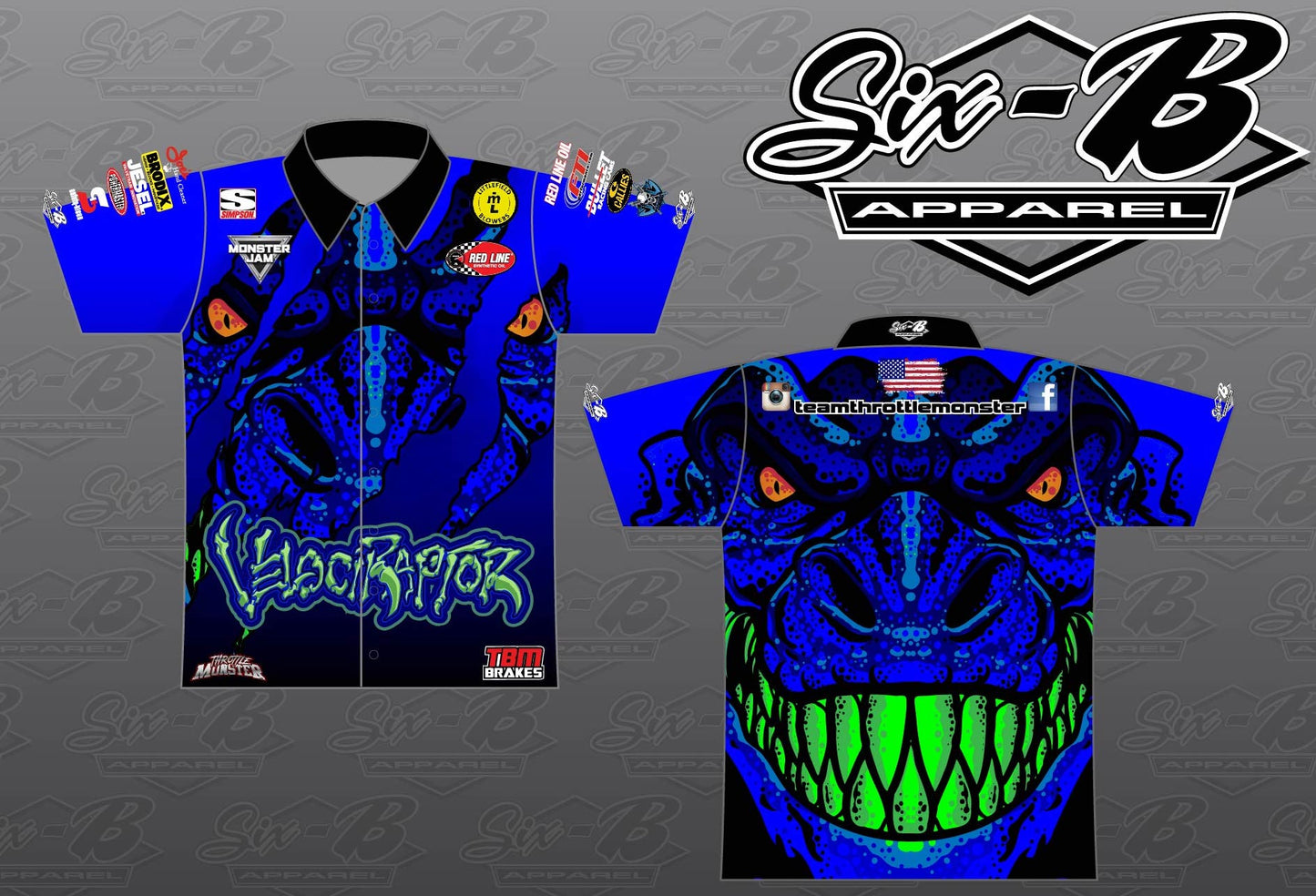 crew shirt velociraptor blue green