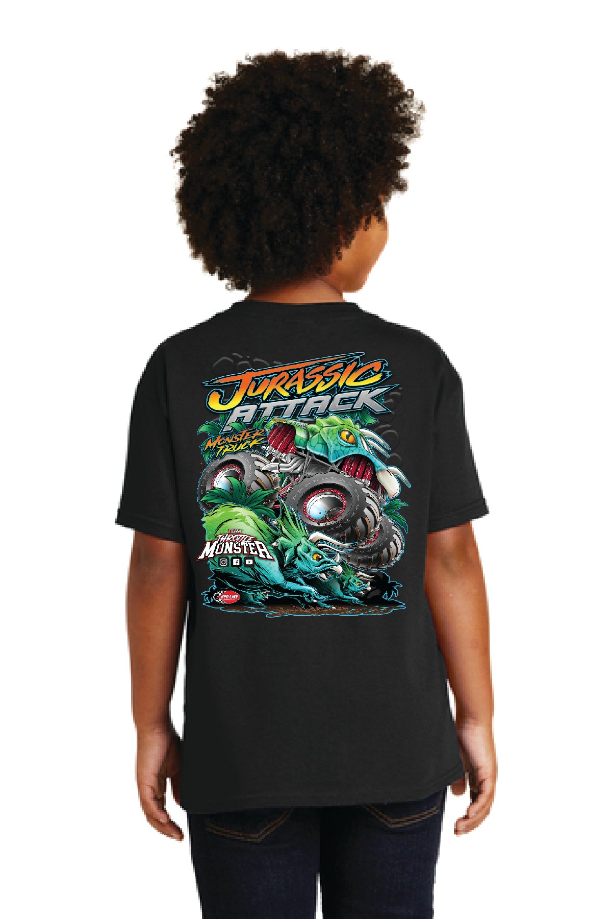 Kid's Jurassic Attack Black Shirt back