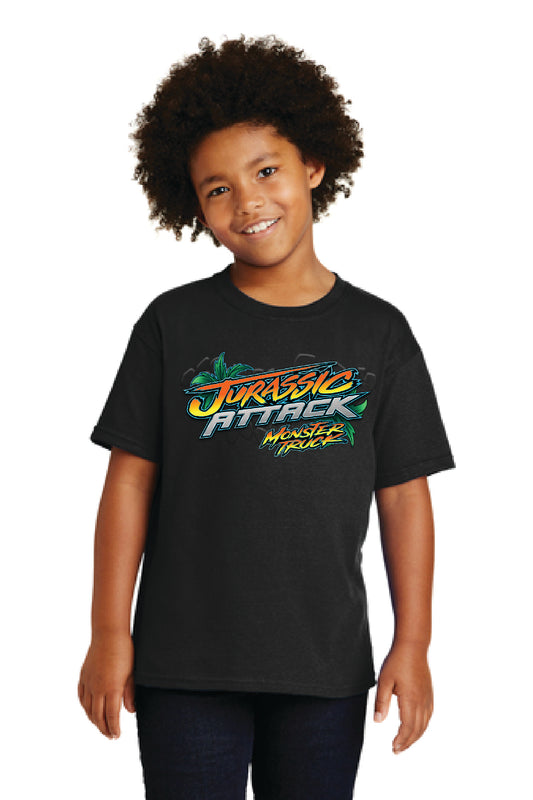 Kid's Jurassic Attack Black Shirt Front