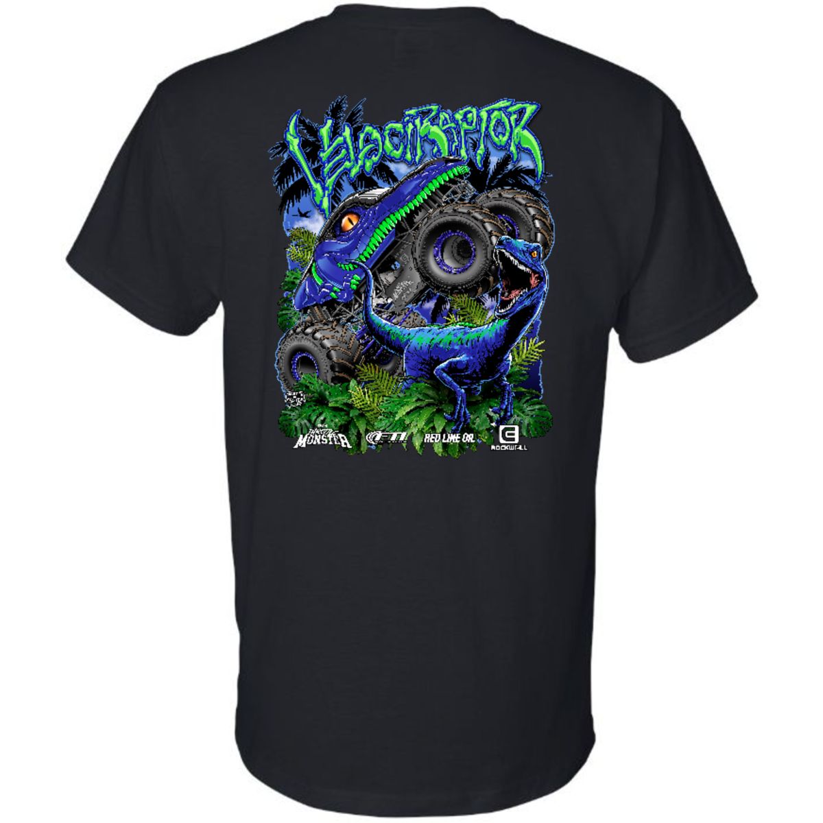 Kid's Velociraptor Black Shirt (Blue Truck)