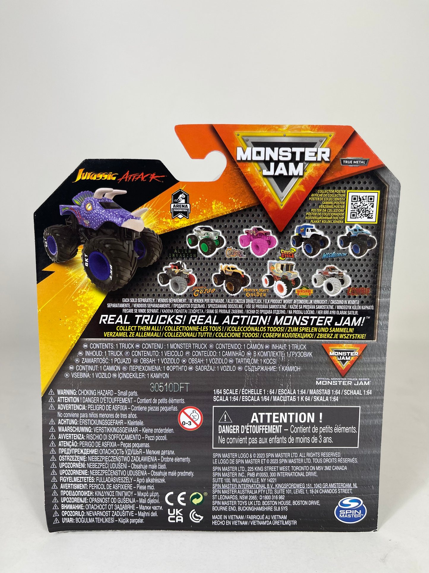 Jurassic Attack Purple Spin Master Monster Truck Toy 1:64