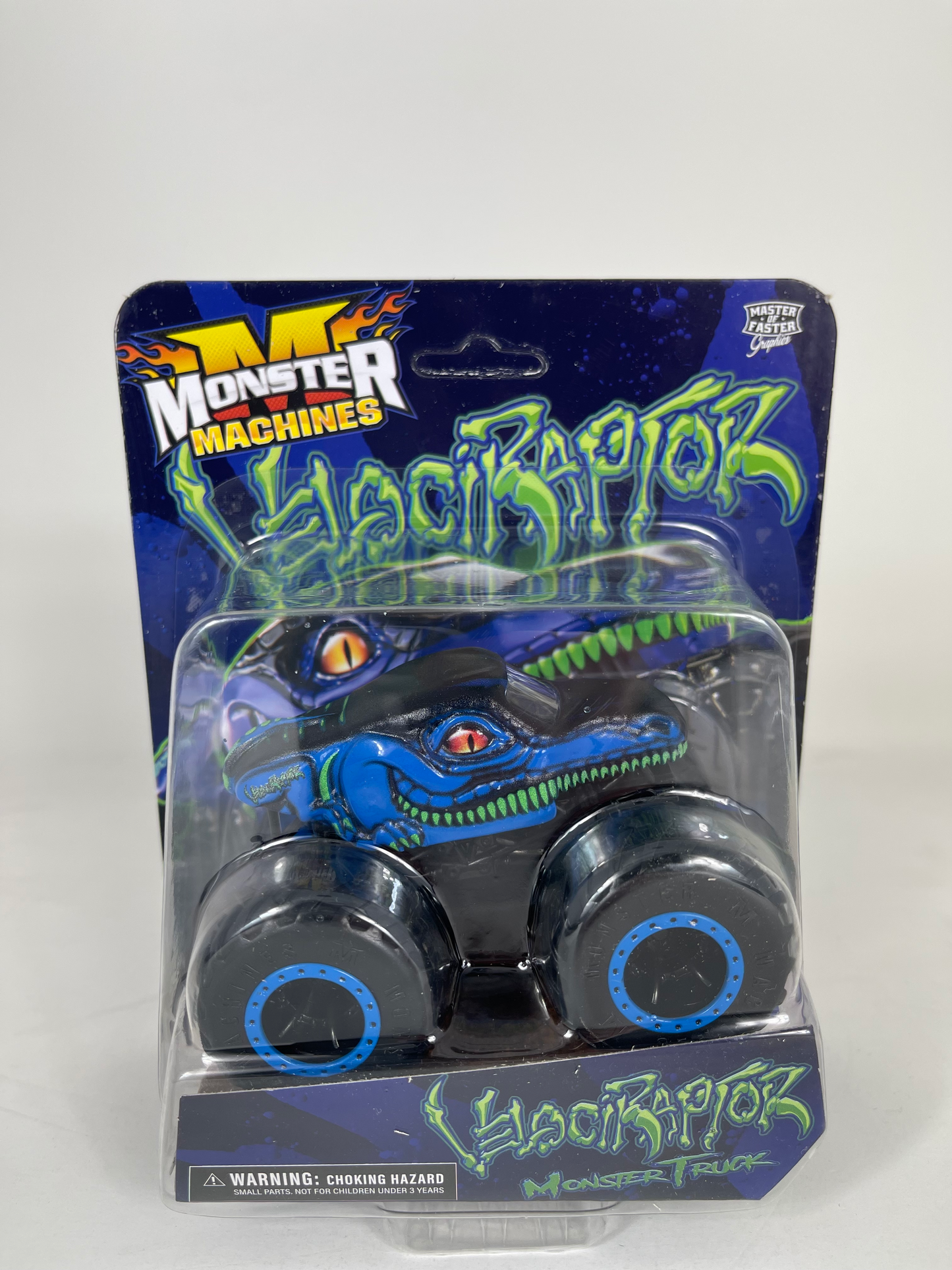 Velociraptor Blue Monster Truck Toy 1:64