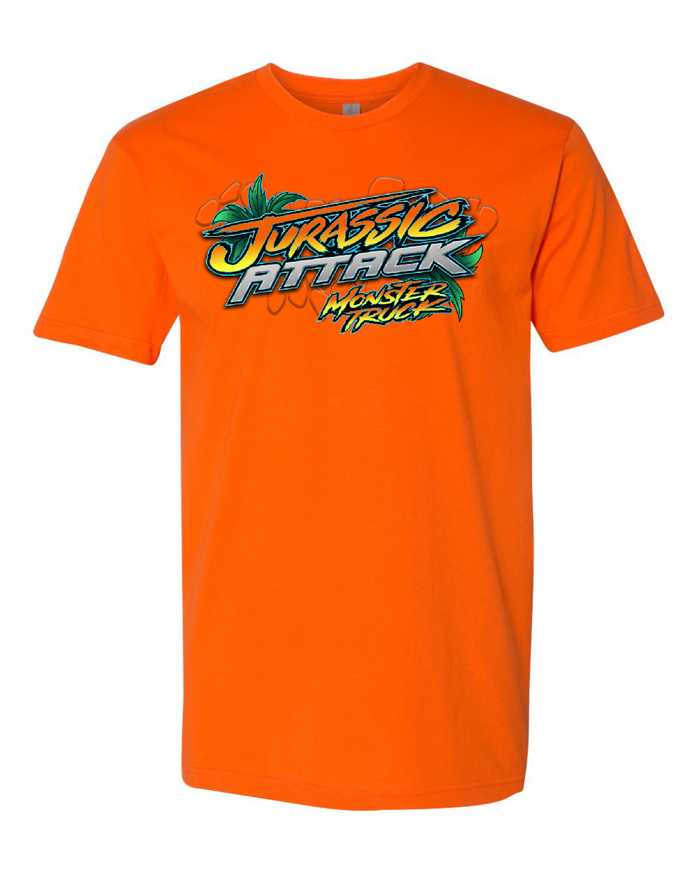 Adult Jurassic Attack Orange Shirt Front